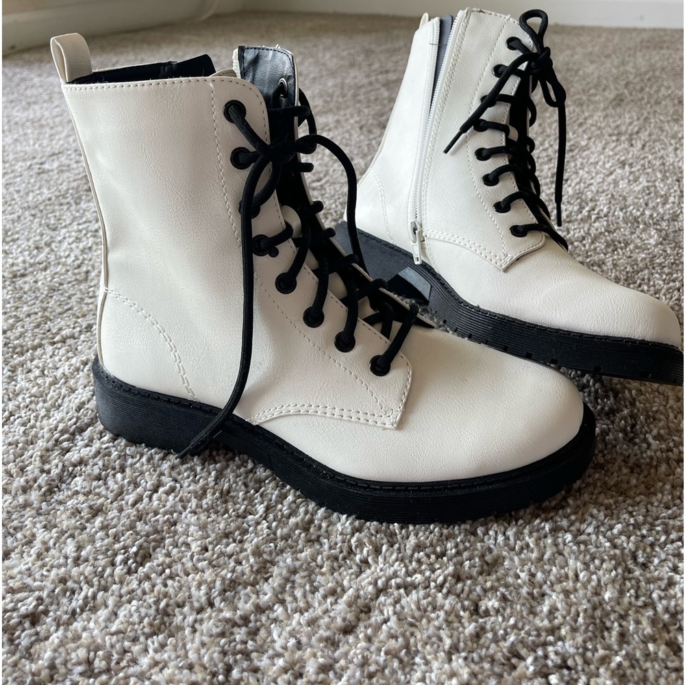 white combat boots